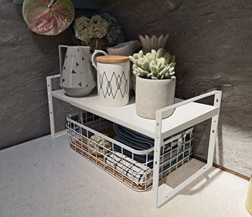 Expandable Stackable Spice Rack Cabinet Shelf Organizer in Cabinets Shelves Kitchen Cupboard Organization Stack up Racks Pantry Countertop Storage Medium (3 Count)