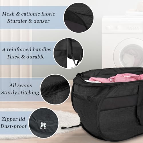 100L Extra Large Mesh Pop Up Laundry Hamper with Lid & Handles 2 Pack