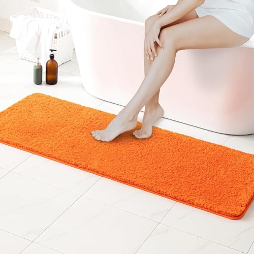 Fall Orange Bathroom Runner Rugs Soft Microfiber Bath Mat 16x60 Inch