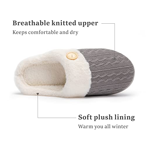 Womens Slipper Warm Comfy Memory Foam House Slippers Knitted Shoes Faux Fur Lined Anti