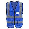Big and tall Blue high vis Reflective Work Ves 7 Pockets