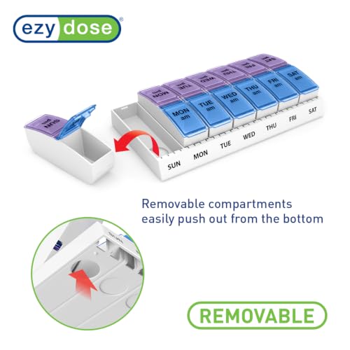 Weekly (7-Day) AM/PM Pill Organizer, Large Case, Blue/Purple