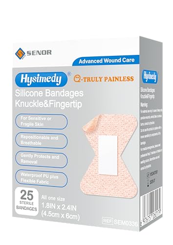 Silicone Bandages for Sensitive Skin 1.8x2.4 Inch Knuckle Bandages (25 Count)