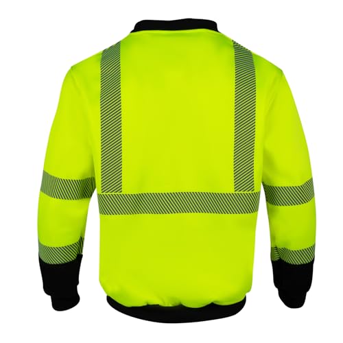 Hi Vis Safety Sweatshirts for Men Reflective ANSI Class 3 High Visibility Construction Work Crew Sweatshirt No Hood