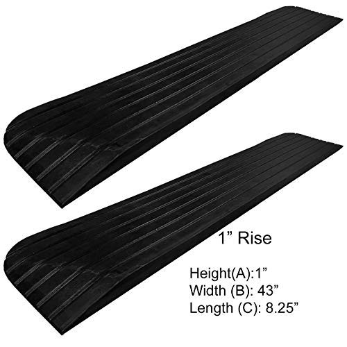 1" Rise Rubber Power Wheelchair Scooter Threshold Ramp (2 Count)