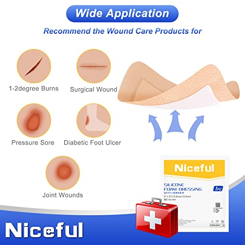 Silicone Foam Dressing 5“x5 10 Pcs (10 Count)