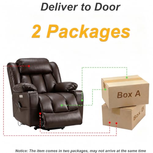 Power Lift Recliner Leather Chair Sofa with Massage & Heat