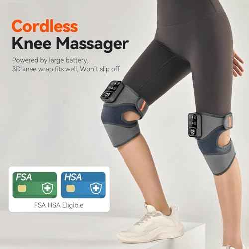Cordless Knee Massager with Heat Vibration for Pain Relief (2 Count)