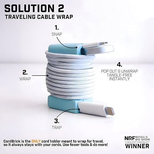 6PK Silicone & Steel Weighted Cord Holders for Bedside. Travel Phone Cable Organizers. Multiuse iPhone Accessories. Small Gifts for Him