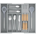 Expandable Bamboo Silverware Drawer Organizer Kitchen Tray