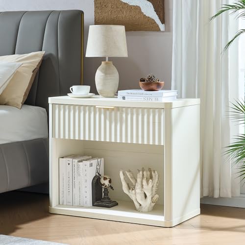 31" Wide Fluted Nightstand with Charging Station