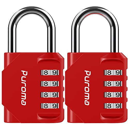2 Pack Combination Lock Locker 4 Digits Combo Padlock Gym Red (2 Count)
