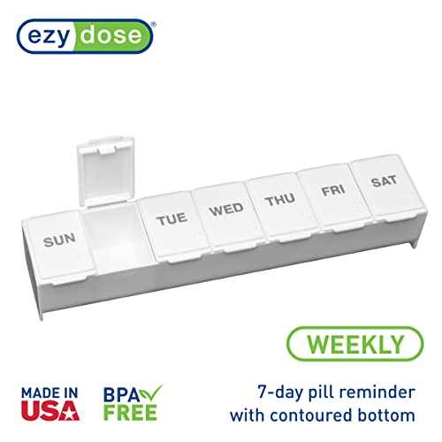 Weekly (7-Day) Pill Organizer, Large Medicine Planner, White