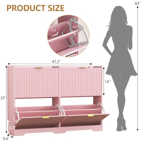 Shoe Cabinet Storage for Entryway with 4 Flip Drawer