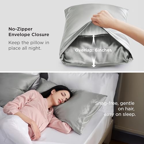 Satin Pillowcase 2 Pack Similar to Silk Pillow Cases Standard Size (2 Count)