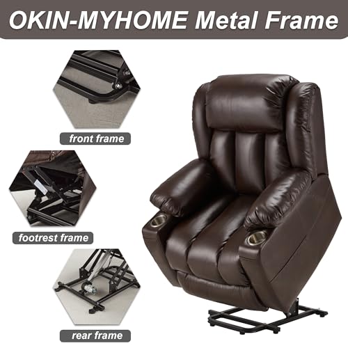 Large Power Lift Recliner Leather Chair Sofa with Massage & Heat