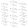 12 Pack Clear Stackable Storage Bins with Lids and Handles (12 Count)