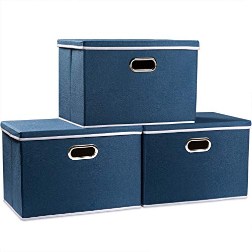 Large Collapsible Storage Bins with Lids [3 (3 Count)