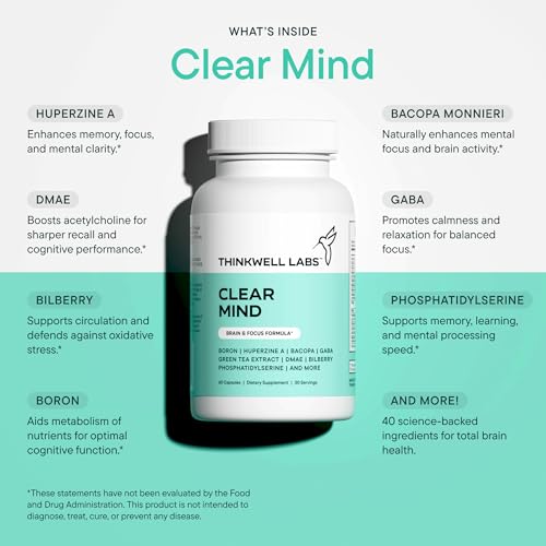 Brain Supplements for Memory and Focus for Women and Men (60 Count)