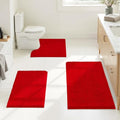 Red Chenille Bathroom Rugs Set of 3 (3 Count)