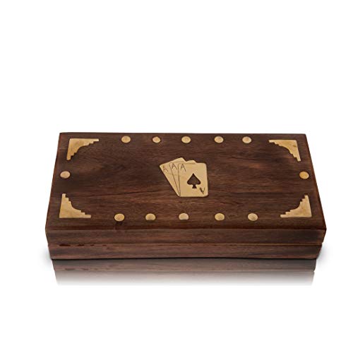 Wooden Playing Card Holder Deck Box Storage Case Organizer Includes Cards