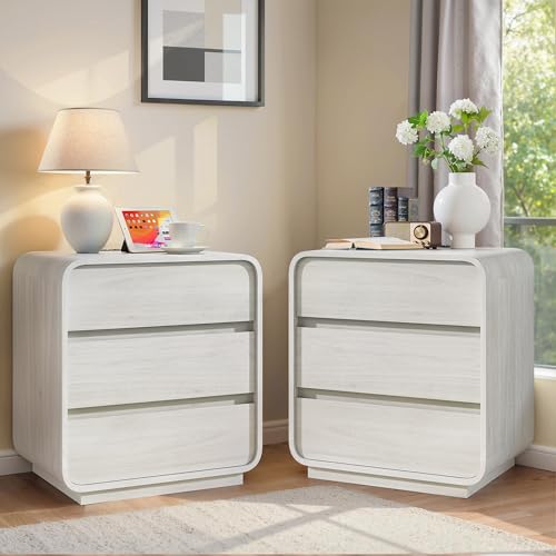 White Night Stand Set of 2 with Charging Station (2 Count)
