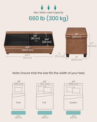 Storage Ottoman Bench with Legs