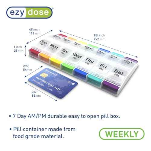 Weekly (7-Day) AM/PM Pill Organizer, X-Large Medicine Box, Rainbow