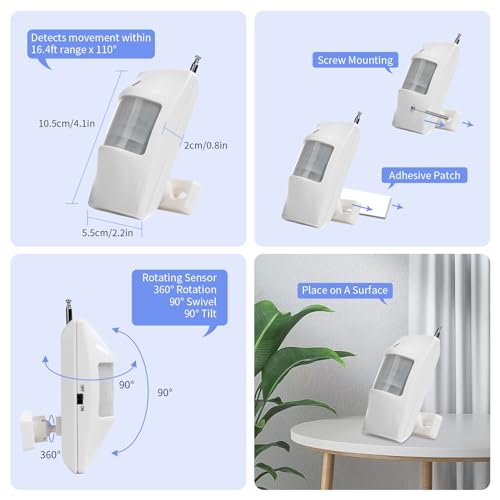 Caregiver Pager Motion Sensor Alarm Indoor Home Wireless Bed Alarm and Fall Prevention Detector Alert Devices for Elderly