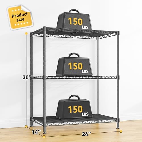 3 Tier 450LBS Adjustable Wire Shelving Unit for Kitchen