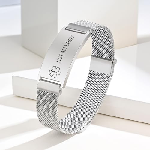 NUT Allergy Medical Alert Id Bracelet for Men Women