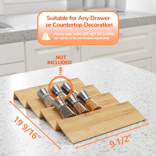 Bamboo Spice Drawer Organizer with Non (4 Count)