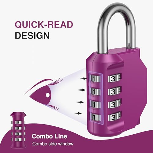 2 Pack Combination Lock Locker 4 Digits Combo Padlock Gym Red (2 Count)