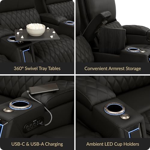 Apex Home Theater Seating Black Row of 5