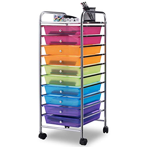 10 Drawer Rolling Storage Cart Scrapbook Paper Office School Organizer