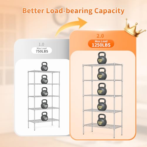 5 Tier Wire Storage Shelves with Wheels