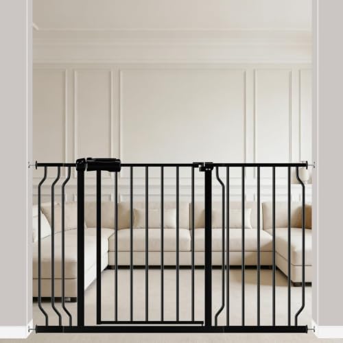 43.3 52.75" Extra Wide Pressure Mounted Baby Gate 30" Tall Black