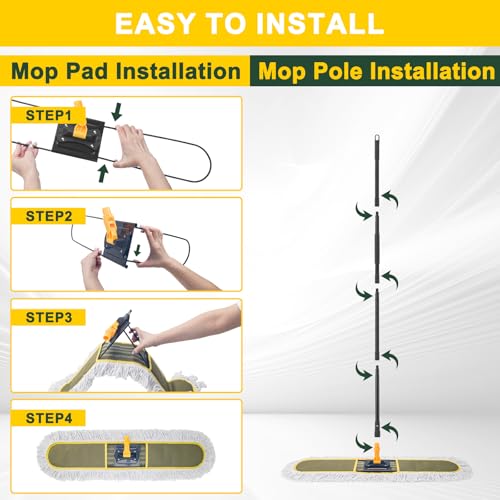36" Commercial Dust Mop for Floor Cleaning with 1 Refill (2 Count)