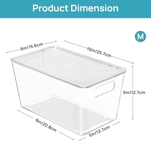 12 Pack Clear Stackable Storage Bins with Lids and Handles (12 Count)