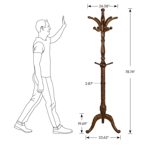 Freestanding Coat Rack Stand with 8 Hooks