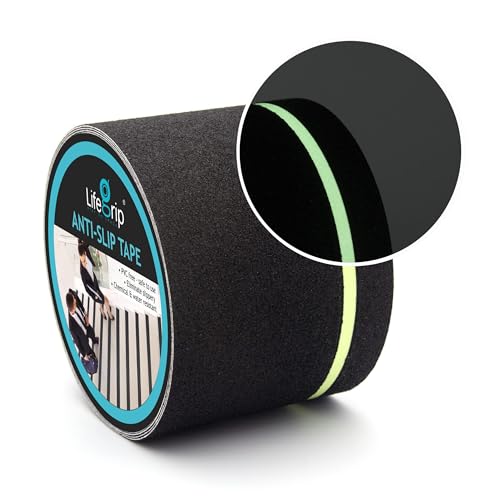 LifeGrip Anti Slip Traction Tape with Glow in the Dark Green Stripe
