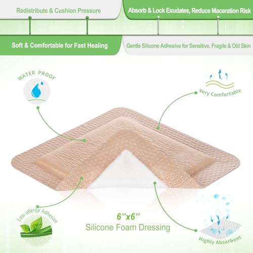 Silicone Foam Dressing with Border 6"x6" (10 Count)