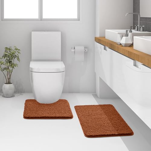 Fall Burnt Orange Microfiber Toilet Bath Rug U