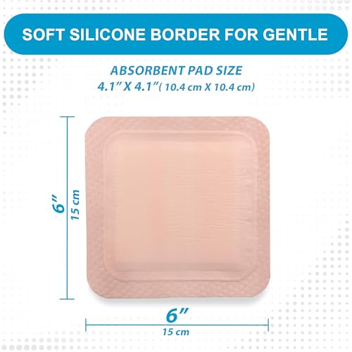 Silicone Super Absorbent Dressing with Border (5 Count)