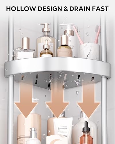 3 Tier Aluminum Corner Shower Caddy Standing Rustproof (3 Count)