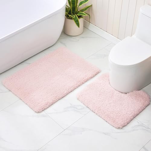 Toilet Rug 22x24 Non Slip Fluffy Toilet Floor Mat U Shaped Washable Bathroom Contour Rug for Toilet Absorbent Thick Toilet Carpet