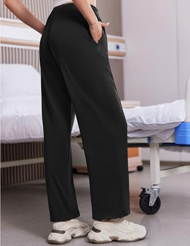 Tear Away Pants for Women Side Slit Snap Post Surgery Sweatpants