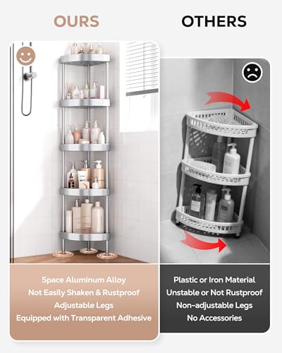 5 Tier Aluminum Corner Shower Caddy Standing (5 Count)