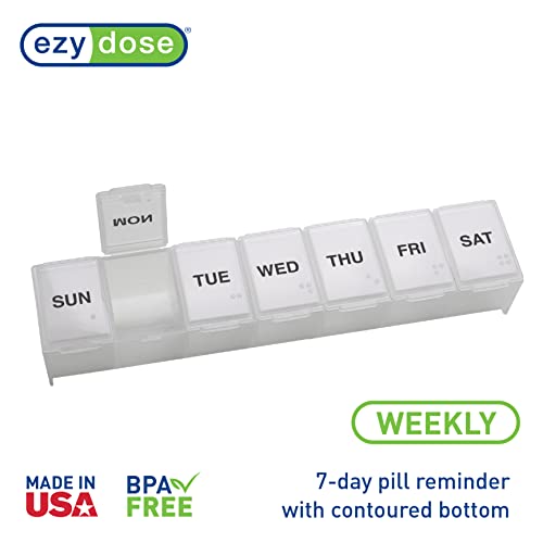 Weekly (7-Day) Pill Organizer, Large Medicine Planner, Clear
