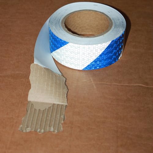 Reflective Tape Blue and White 2 inch X 66 feet X 10 Rolls